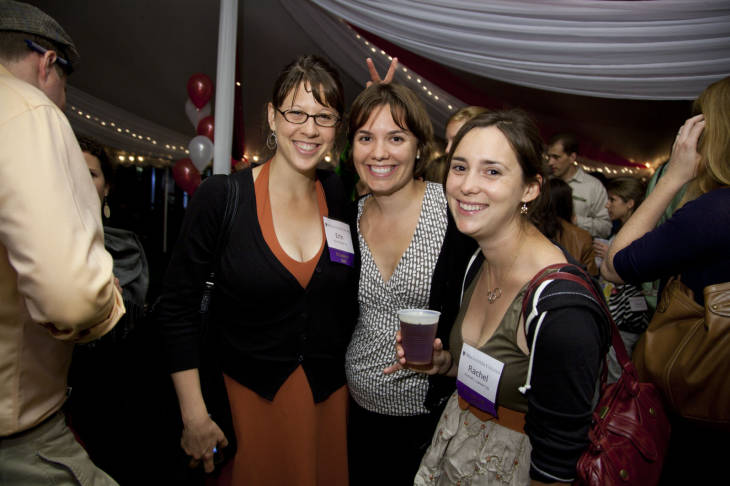 Erin Hoople, Rachel Larson, and classmate in the martini tent